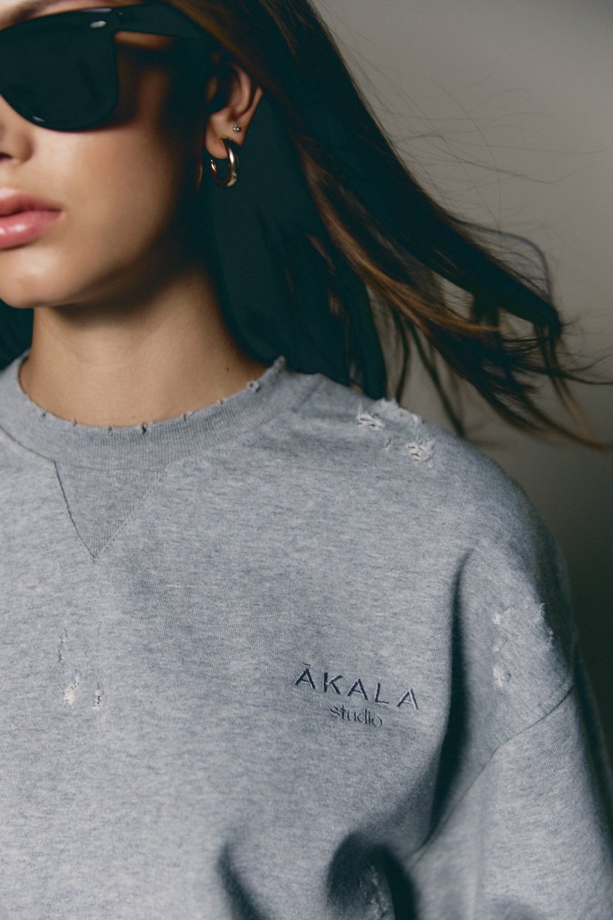 Akala Studio Distressed Grey Sweater | Sweats